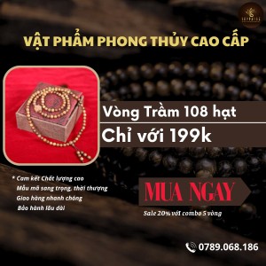 Vòng trầm hương 108 hạt mix hoa sen